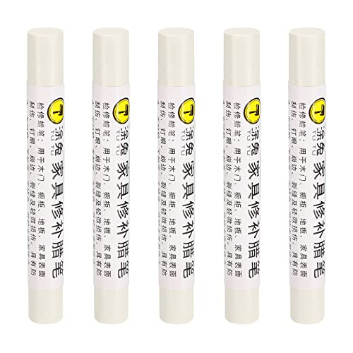 uxcell Furniture Repair Crayons, 5Pcs - Wood Wax Filler Stick, Furniture Markers Touch Up - for Scratches Holes Tables Desks Wooden Floors Cover Ups, Ecru - color: Ecru