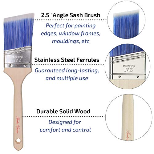 Bates - 2 Pack, Wood Handle, Paint Brushes Set, Professional House, Trim, Sash Paint Brush - color: Wood Handle Angle/Flat, size: 2 Pack, 2.5” & 3”