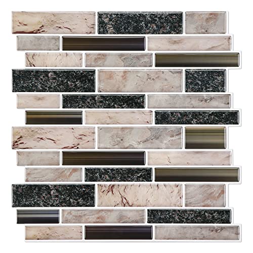 STICKGOO Thicker Design Peel and Stick Tile Backsplash, 12”×12”Stick on Backsplash for Kitchen, Self Adhesive Tile for Kitchen Backsplash and Bathroom(10 Sheets, Gray) - color: Sandstone Look