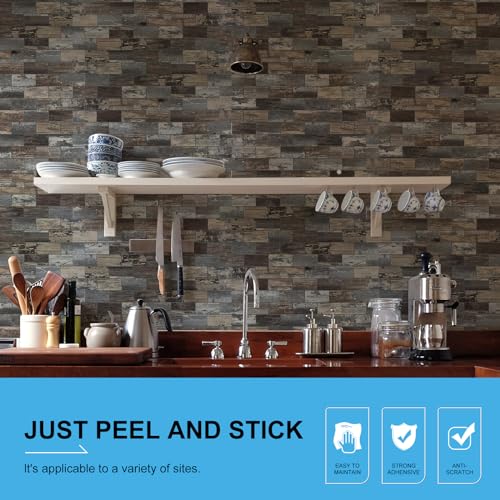 20-Sheet Rustic Wood Peel and Stick Subway Tile for RV Vanity - color: Old Wood Wood Grain