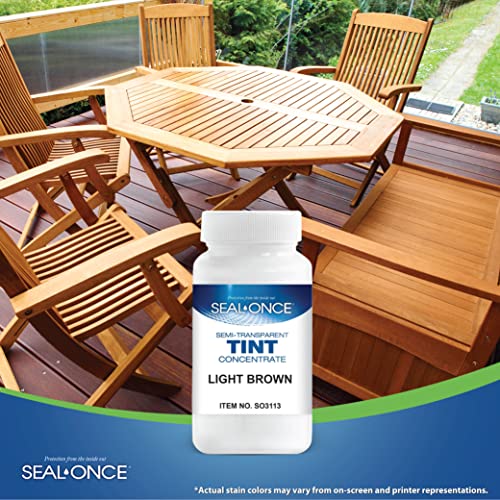 Seal-Once Semi-Transparent Color Tints - Light Brown Liquid Wood Treatment - Multi-Surface Concentrate in a Bottle - color: Light Brown