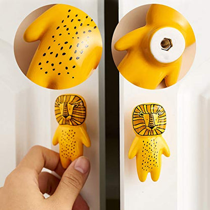 5Pcs Cute Animal Knobs Kids Handles Ceramic Knobs Children's Room Door Nursery Cupboard knobs Lovely Cabinet pulls Drawer knob for Kids, with Screws - color: Animal