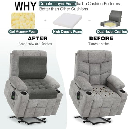 baibu Memory Foam Recliner Cushion with Lumbar Pillow, 20 x 20 in,Dark Grey - color: Dark Grey, size: 20x20x5 Inch (Pack of 1)