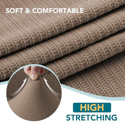 Turquoize Sofa Cover 3 Piece T Cushion Loveseat Covers for 2 Cushion Couch Thick Velvet Couch Cover Stretch Furniture Covers with 2 Individual T Cushion Covers, Washable (2 Cushion Loveseat, Mocha) - color: Mocha, size: Loveseat (2 Cushion)