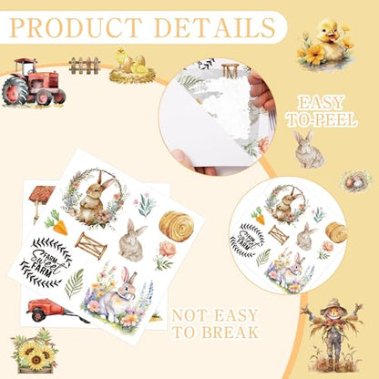12 Pcs Stickers Rub-On Transfers for Furniture & Crafts - style: Farmland Animal