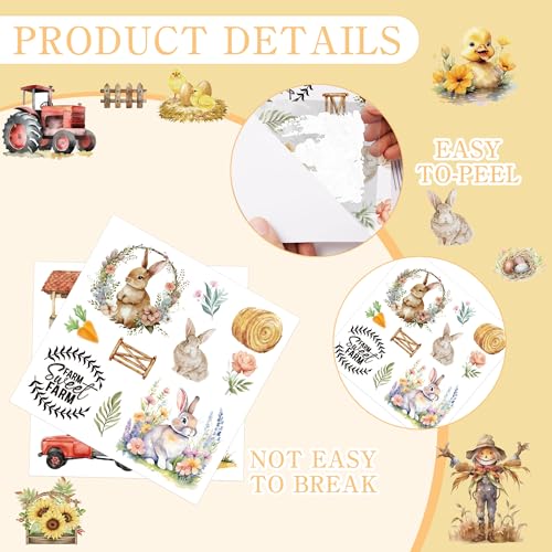 12 Pcs Stickers Rub-On Transfers for Furniture & Crafts - style: Farmland Animal