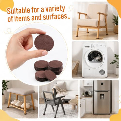 16 Pcs 2-1/2”/63mm Felt Furniture Pads for Hardwood Floors, Brown Round