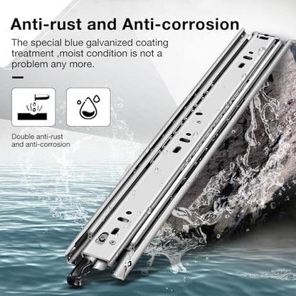 Heavy Duty Locking Drawer Slides Load 136 lbs Full Extension Runners with Lock 12 14 16 18 20 22 24 26 28 30 32 34 36 38 40 Inch Side Mount Rails for Drawer Capacity 136 lb 1 Pair - size: 22 Inch, style: With lock