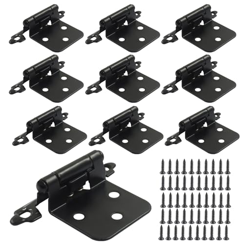 Self Closing Cabinet Hinges, 10 Pack, Black - color: Black
