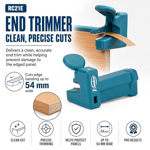 Virutex RC21E Veneer End Trimmer, Edge Banding Cutter for PVC, Melamine & Laminate, Double Blade Precision Tool up to 54 mm for Woodworking