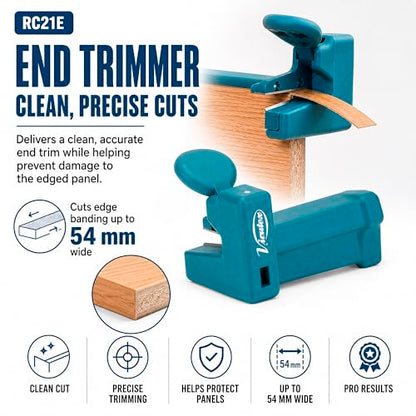 Virutex RC21E Veneer End Trimmer, Edge Banding Cutter for PVC, Melamine & Laminate, Double Blade Precision Tool up to 54 mm for Woodworking
