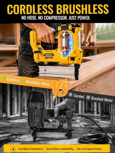 2-in-1 Brad Nailer Staple Gun for Dewalt 20V Battery, Tool only - color: Yellow
