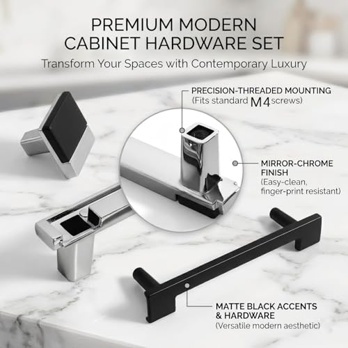 10 Pack Black Silver Square Cabinet Knobs, Single Hole - color: Black Silver, size: Square