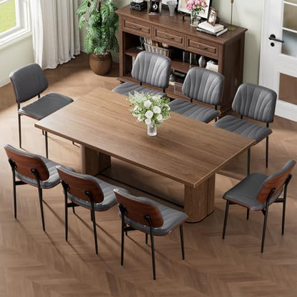 REONEY Dining Chairs Set of 4, Mid-Century Modern Kitchen Chairs, Gray - color: Dark Gray Shell Strips