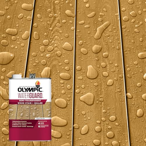 Olympic WaterGuard 1 gal Maple Brown Semi-Transparent Wood Stain & Sealer - color: Maple Brown, size: 1 Gallon, style: No sheen