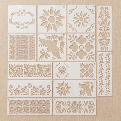 14 Pcs Floral Stencils, Reusable Flower Painting Stencils for Wood Wall