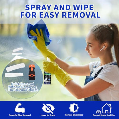 Adhesive Remover Spray - Quickly Removes Stickers, Glue, Tape, Decals, Label & Sticky Residue Safe on Boats, Car Windows, Bumpers & Home Non-Damaging Formula - 3.4oz/100ml