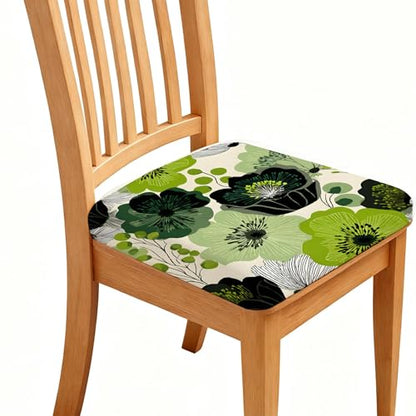 Chair Seat Covers - Waterproof Stretch Printed Dining Room Chair Cover with Elastic Ties Removable Washable Dining Upholstered Chairs Protector (Cyan, Four-piece Set) - color: Cyan, size: Four-piece set