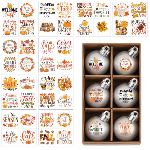 Fall Ornaments for Tree Mini Thanksgiving Transfers Stickers for Glass Jars - style: Fall Vibes