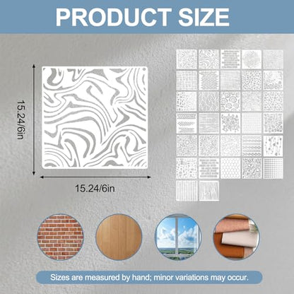 32-Piece Reusable Geometric & Textured Stencils Set – Perfect for Crafts, Painting, Walls & Furniture | Durable, Easy-to-Use Stencils for DIY Projects