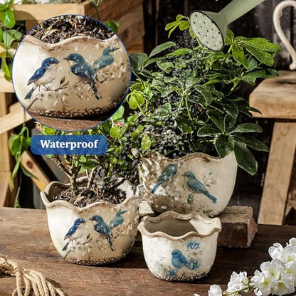 WANDIC 3 Sheets Rub On Transfer Stickers, Blue Flower Bird Pattern Waterproof Decals Furniture Craft for DIY Scrapbooking Photo Albums,15 * 30cm - color: Blue Flower
