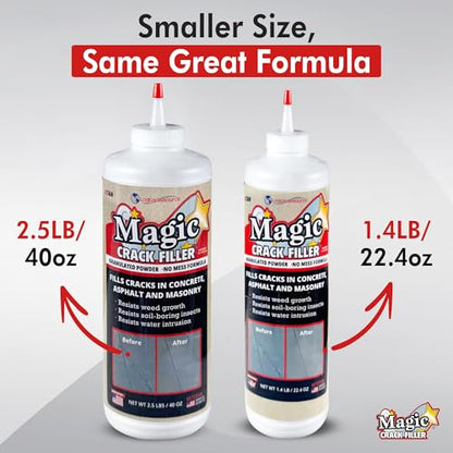 Tan 1.4 LB Magic Crack Filler Bottle, Tan - Easy, No-Mess Crack Repair for Concrete, Masonry & Asphalt - Durable & Weather-Resistant