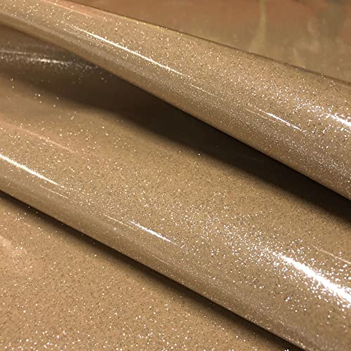 Sparkle Vinyl Fabric, Smooth Glitter Faux Leather Sheets, Shiny Material, Great for Upholstery Bag Making Hair Bows Clips Earrings DIY and Craft Projects - 1 Foot 12"x54" (Caramel) - color: Caramel, size: 1 Foot