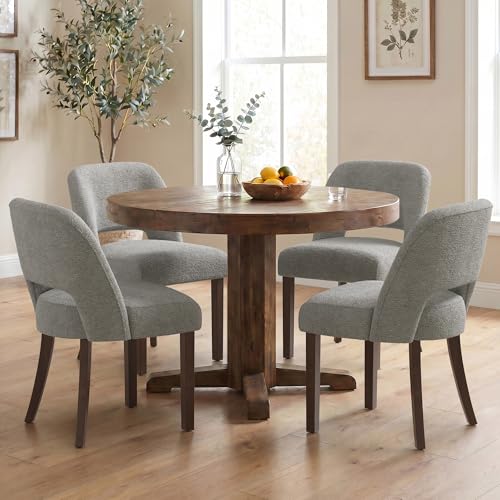 Usaint Upholstered Dining Chairs Set of 4, Modern Fabric Kitchen Chairs - color: Grey
