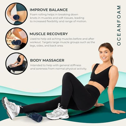 Oceanfoam Ripple Small Foam Roller (Dark Navy, Hunter & Seafoam Marbled) - color: Dark Navy, Hunter & Seafoam Marbled