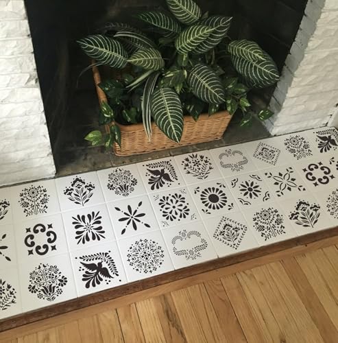 Talavera Stencil Mexican Stencils 4” - style: Tile-4"/49p