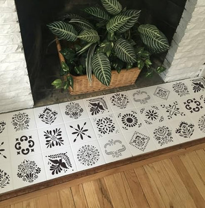 Talavera Stencil Mexican Stencils 4” - style: Tile-4"/49p