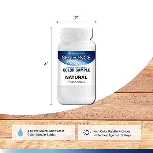 SEAL-ONCE Color Sample Semi-Transparent Wood Stain, Natural, 4 oz - color: Natural