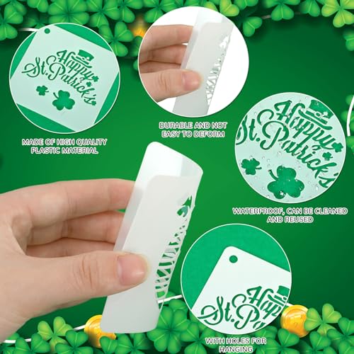 AUGSHY 56 Pack St Patricks Day Stencils, 3 Inch Clover Craft Templates - style: St Patrick's