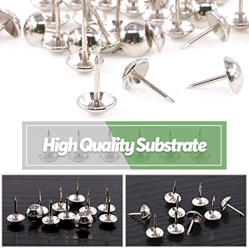 Keadic 300Pcs 7/16" (11mm) Antique Upholstery Tacks Furniture Nails Pins Kit for Upholstered Furniture Cork Board or DIY Projects - Silver - size: 7/16" - Silver - 300pcs