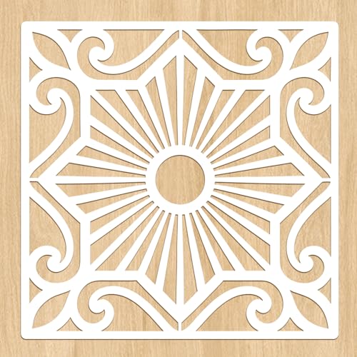 Geometric Sunburst Tile Stencils for Painting, 12x12 Inch, 2 PCS