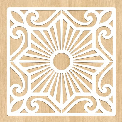 Geometric Sunburst Tile Stencils for Painting, 12x12 Inch, 2 PCS