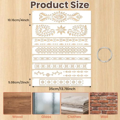 8 Pcs Border Stencils for Crafts Reusable, Stencils for Painting on Wood