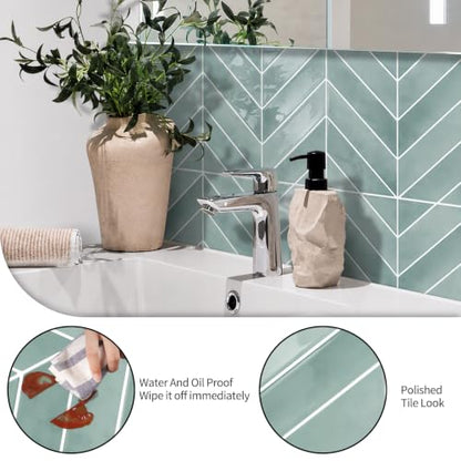10 Sheets Thicker Herringbone Peel and Stick Backsplash(Blue,12.6”x9.9”) - color: Blue