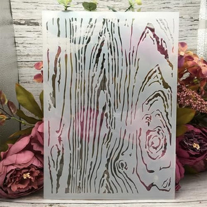 TIAMECH A4 Reusable Wooden Texture Stencil for Painting - style: Wooden Texture