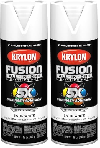 Krylon K02753007 Fusion All-In-One Spray Paint for Indoor/Outdoor Use, Satin White, 12 Ounce (Pack of 2) - color: White, size: 12 Ounce (Pack of 2), style: Satin
