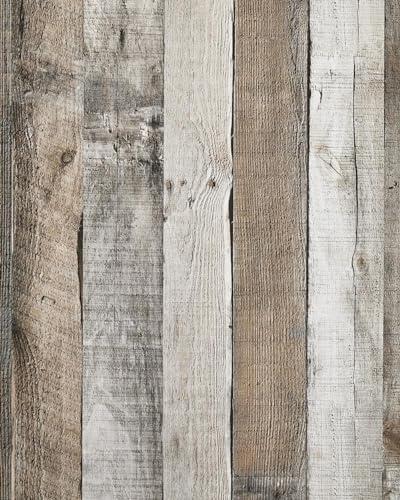 Yun-aeon Natural Wood-Grey Contact Paper Peel and Stick Wallpaper - color: Natural Wood-grey, size: 34.6" x 480"