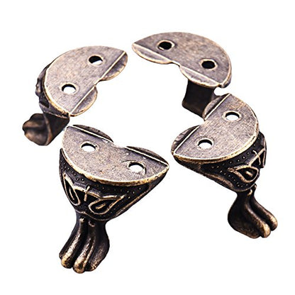 Antique Brass Box Feet 4 Pcs Zinc Alloy Legs for Jewelry Boxes