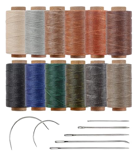 Round Waxed Thread 0.45mm 12 Neutral Colors, Thin Cord Wax Coated 3 Ply Polyester Strings 115 Yards/Spool for Leather Upholstery Sewing, Stitching, Bookbinding, Beading, Macrame Braiding - color: Neutral Colors, size: 0.45mm Fine