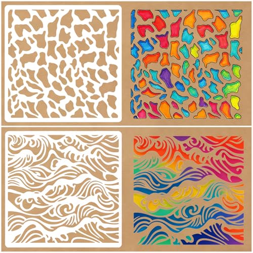 12 Pcs Ocean Creatures Stencils for Painting Reusable Plastic 6×6 Inch Sea Life Stencils Drawing Templates for Crafts DIY Wall Canvas Notebook Knit Card Wood - color: Style G