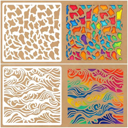 12 Pcs Ocean Creatures Stencils for Painting Reusable Plastic 6×6 Inch Sea Life Stencils Drawing Templates for Crafts DIY Wall Canvas Notebook Knit Card Wood - color: Style G