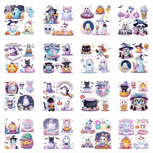 16 Pcs Halloween Neon Rub-On Transfers for Furniture & Crafts - style: Halloween Neon