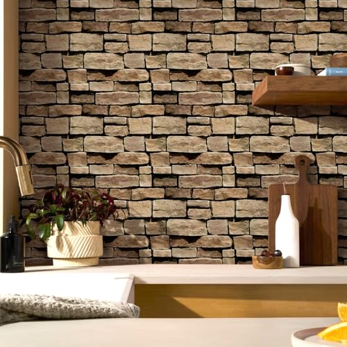 3D Faux Stone Wall Panels Peel and Stick, Designed for Quick DIY - color: Stone-SM-D