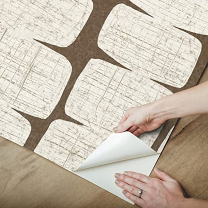 RoomMates Mid-Century Beads Peel and Stick Wallpaper, Brown - color: Brown