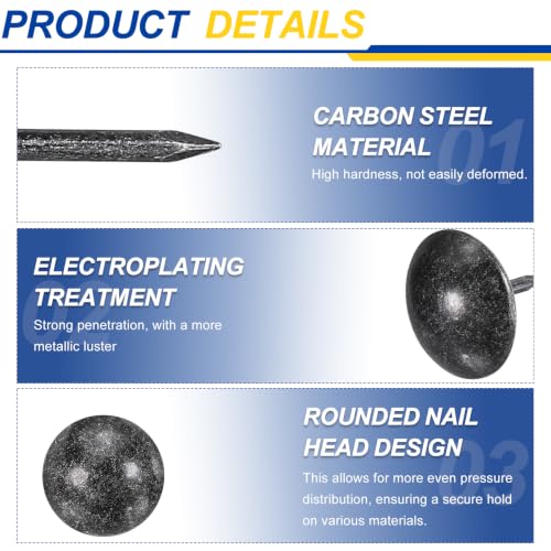 Carbon Steel Upholstery Tacks 5/8" x5/8" 50 Pcs Black Pearl - color: Black Pearl, size: 5/8" x 5/8"