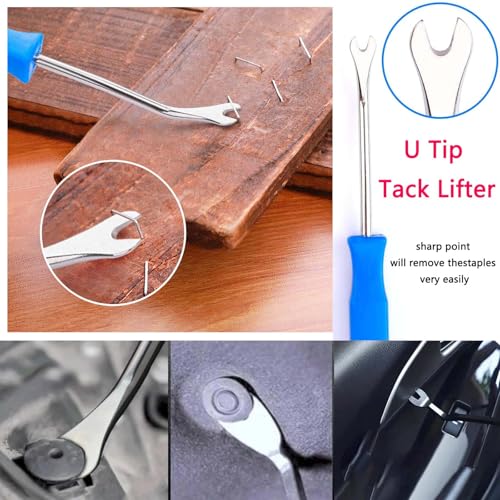 4Pcs Upholstery Staple Remover Nail Puller Nail Remover Tool Set with End Cutting Pliers Tack Puller Staple Puller Tool for Carpet Furniture Wooden Photo Frame Floor,Zipper Package - color: B+k